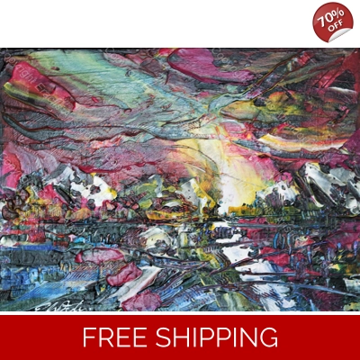 Abstract Little Marvel landscape 417 Acrylic on Stretched Canvas.